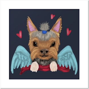 Angel yorkie Posters and Art